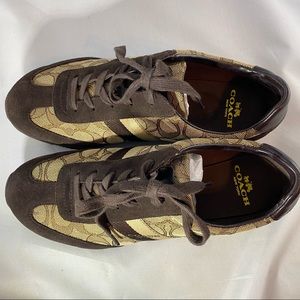 Coach brown Kelson Outline sig/suede sneakers